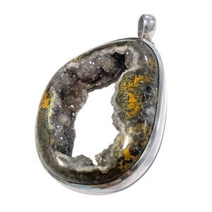 Semi-Precious REAL GEODE set in STERLING SILVER Pendant— Custom Made by Lazaro